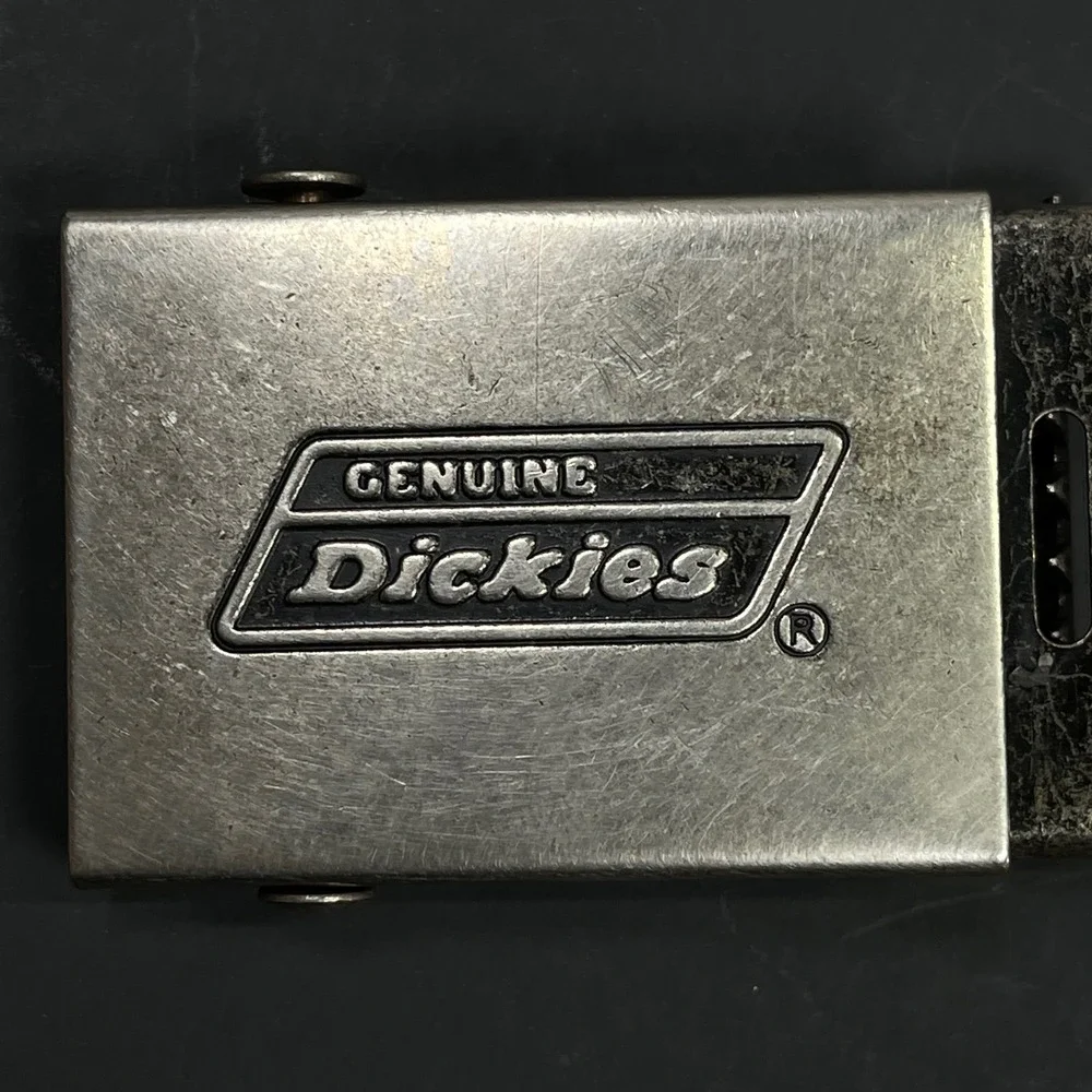 Dickies Belt Buckle Flip Top Mens Silver Distressed Logo Workwear Y2K Skater